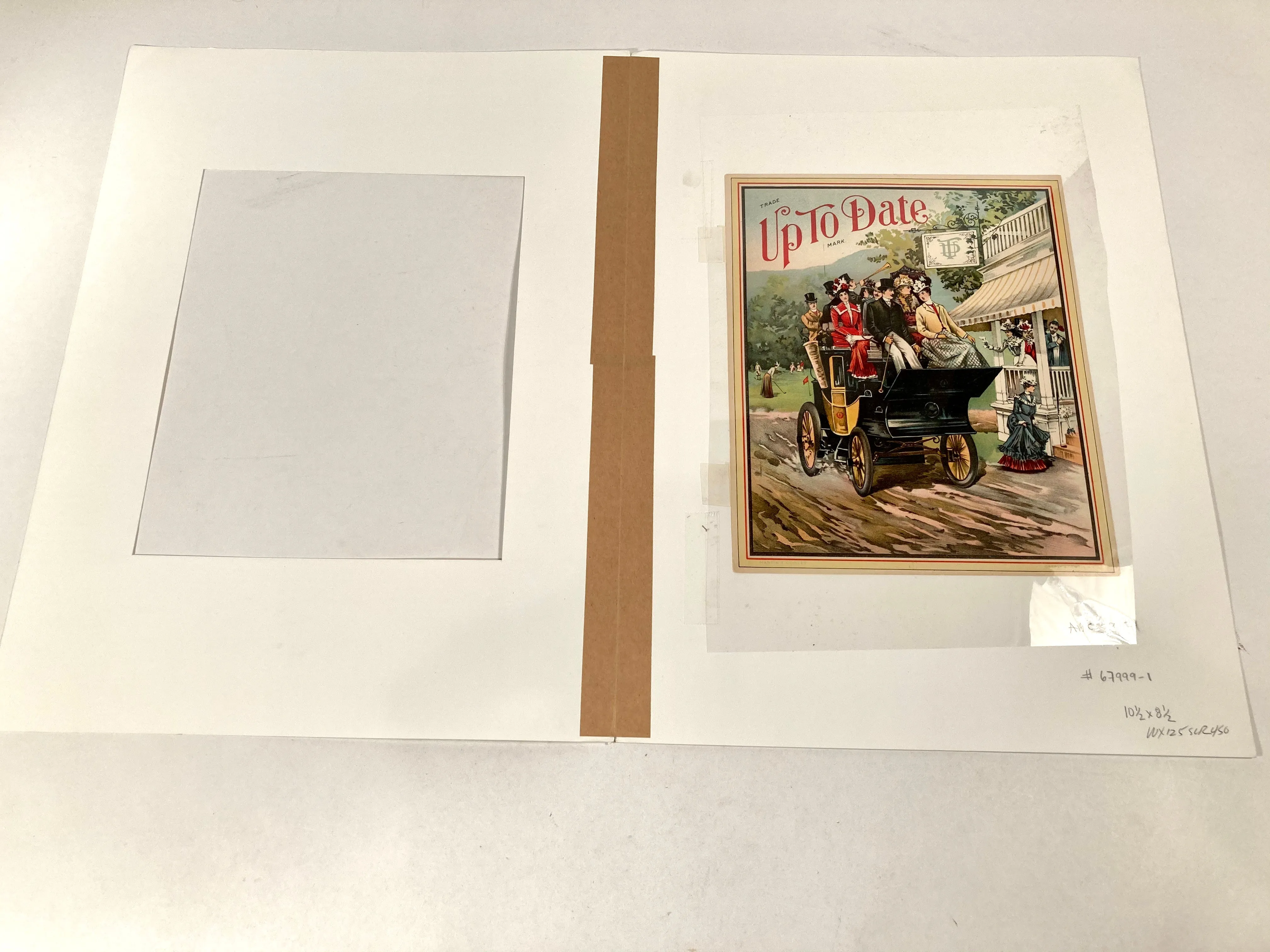 1890's Original UP TO DATE Color Lithograph, Victorian Horseless Carriage Ride