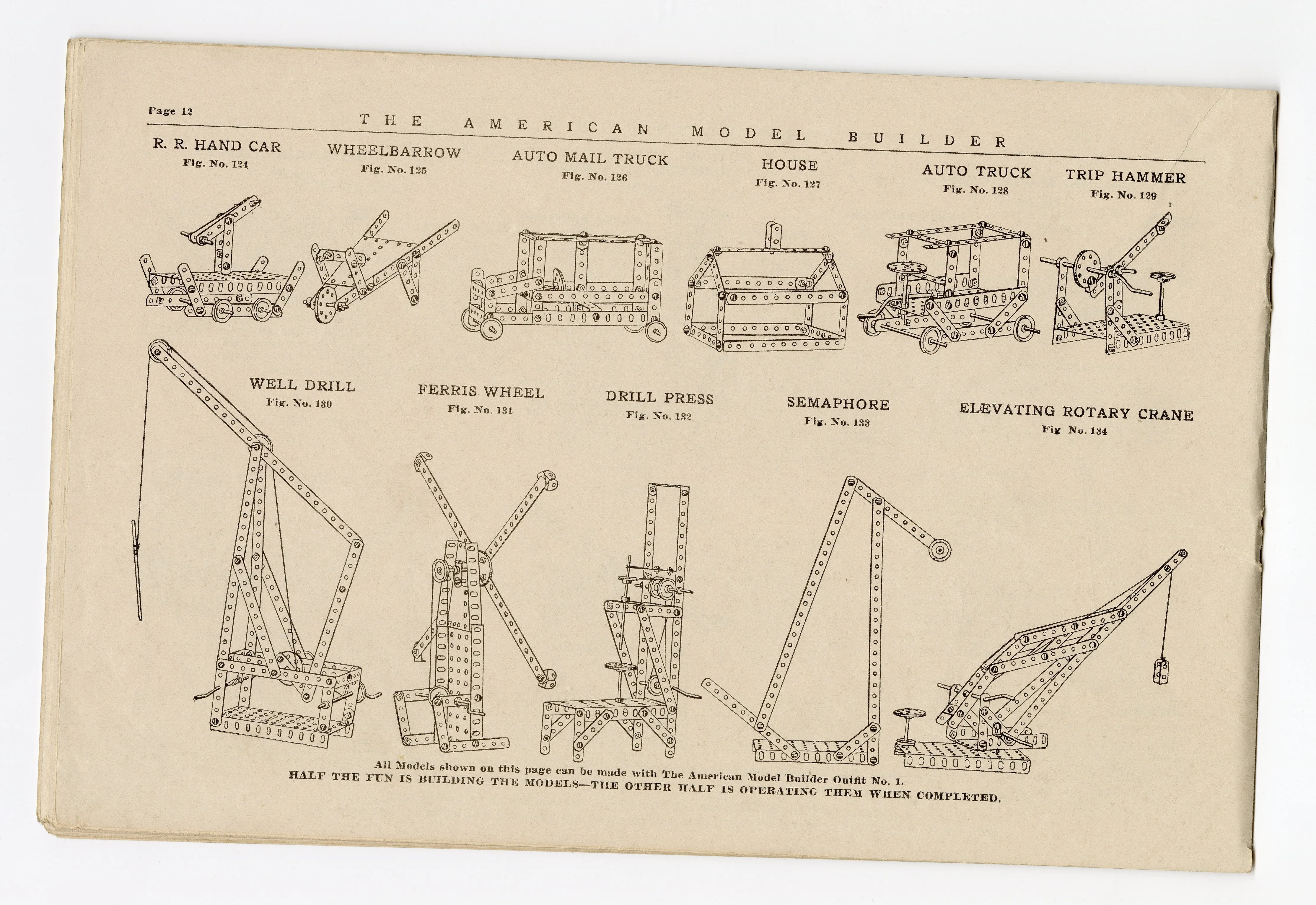 1914 Antique AMERICAN MODEL BUILDER Toy Kit Instruction Book, Outfit No. 1 || Dayton, Ohio