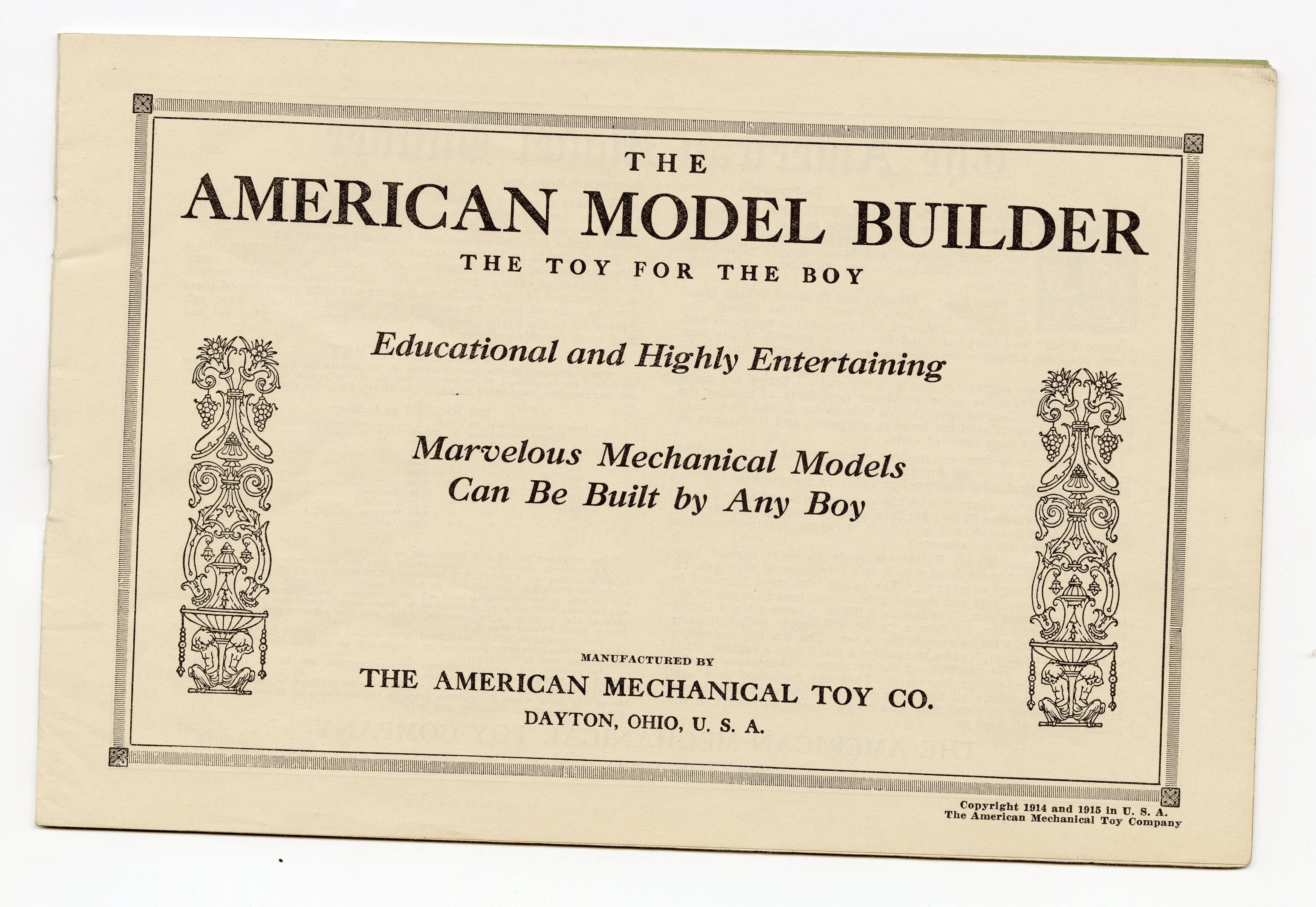 1914 Antique AMERICAN MODEL BUILDER Toy Kit Instruction Book, Outfit No. 1 || Dayton, Ohio