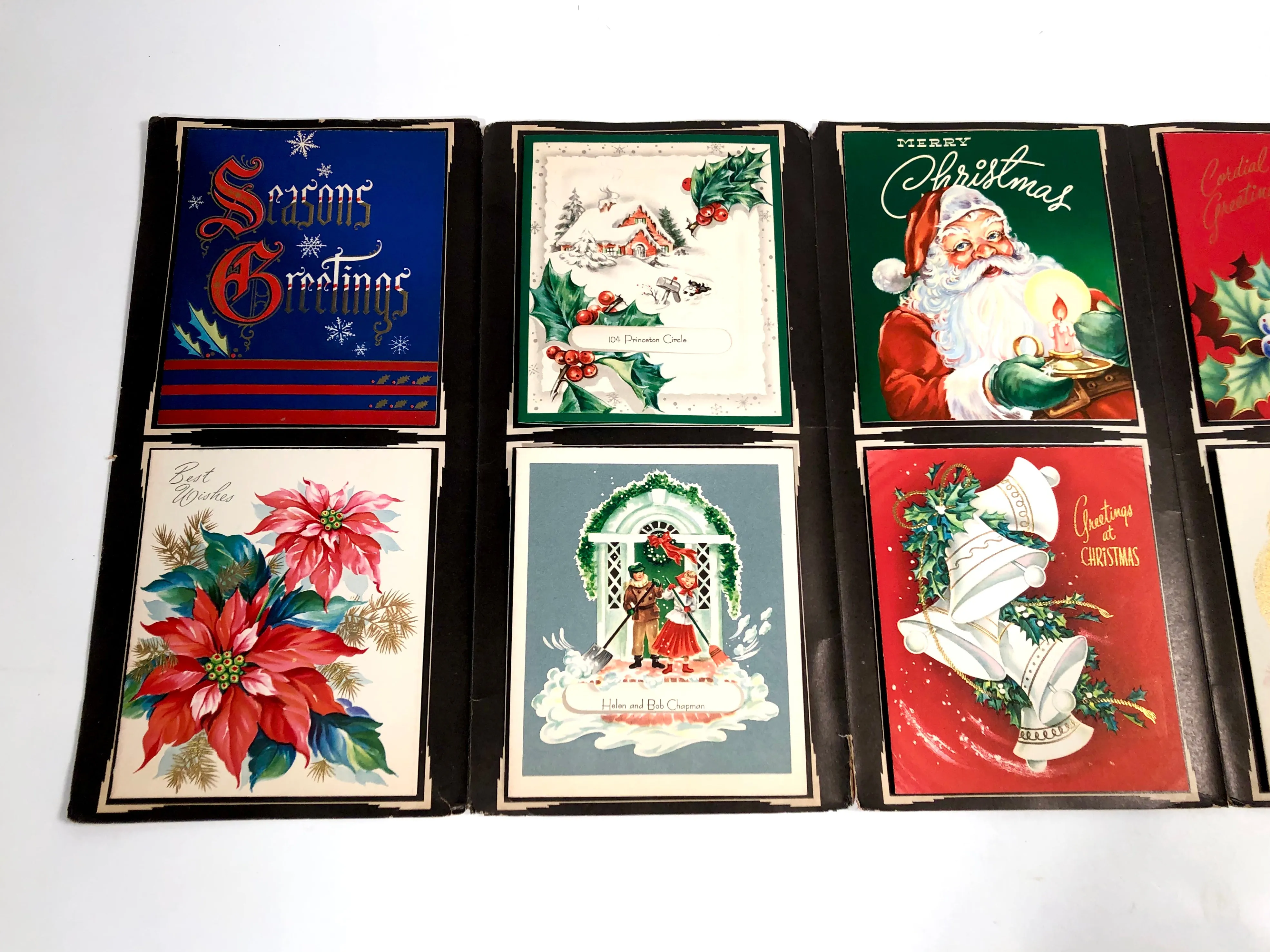 1950's Personalized CHRISTMAS CARDS Sample Book, Ten Designs, Embossed, Foil || Hye-Quality Card Co.