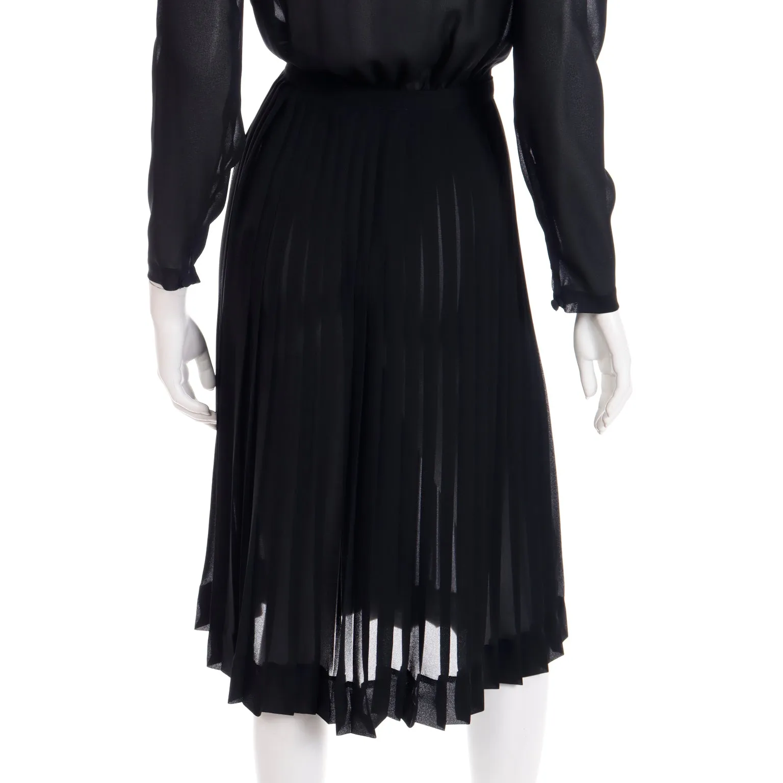 1970s Albert Nipon Sheer Black Vintage Day or Evening Dress