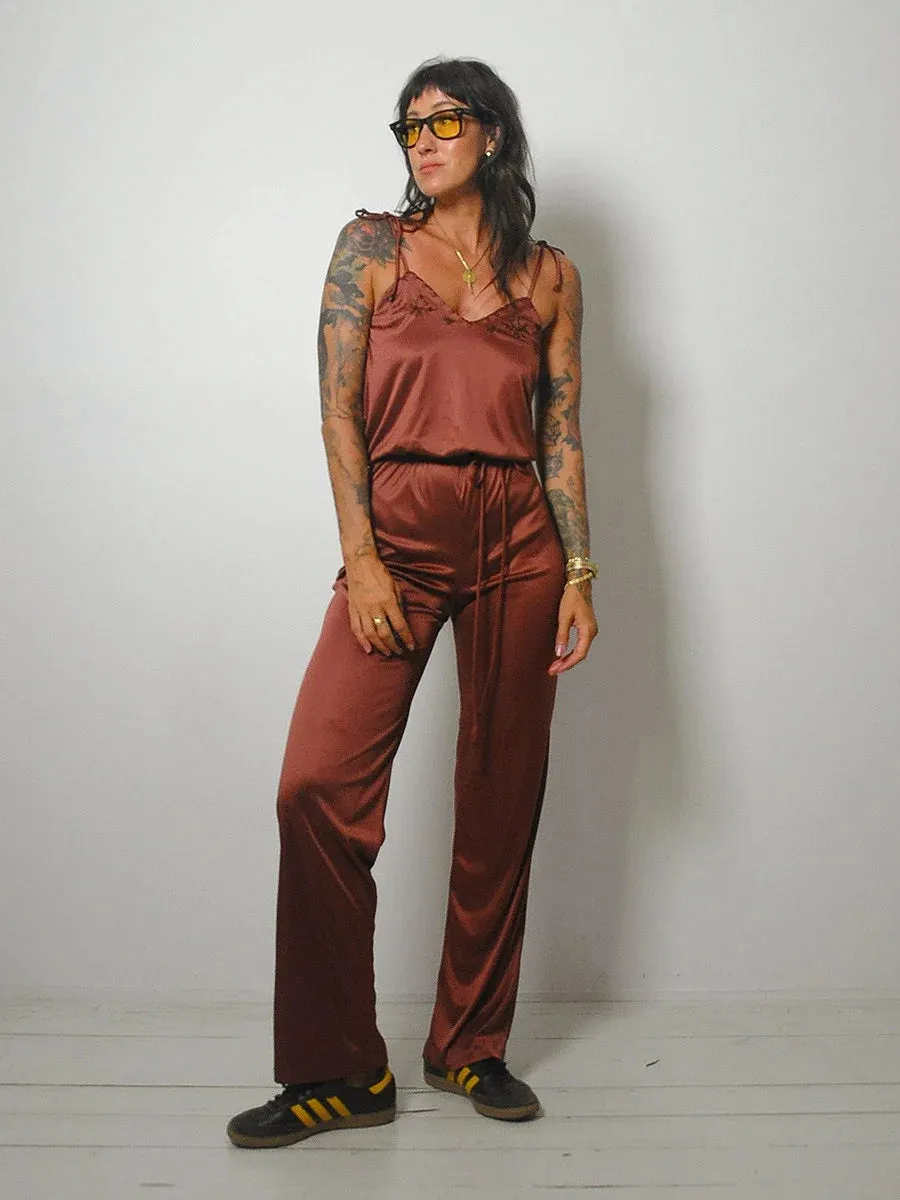 1970's Tie Shoulder Jumpsuit