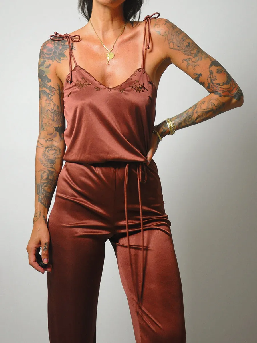 1970's Tie Shoulder Jumpsuit