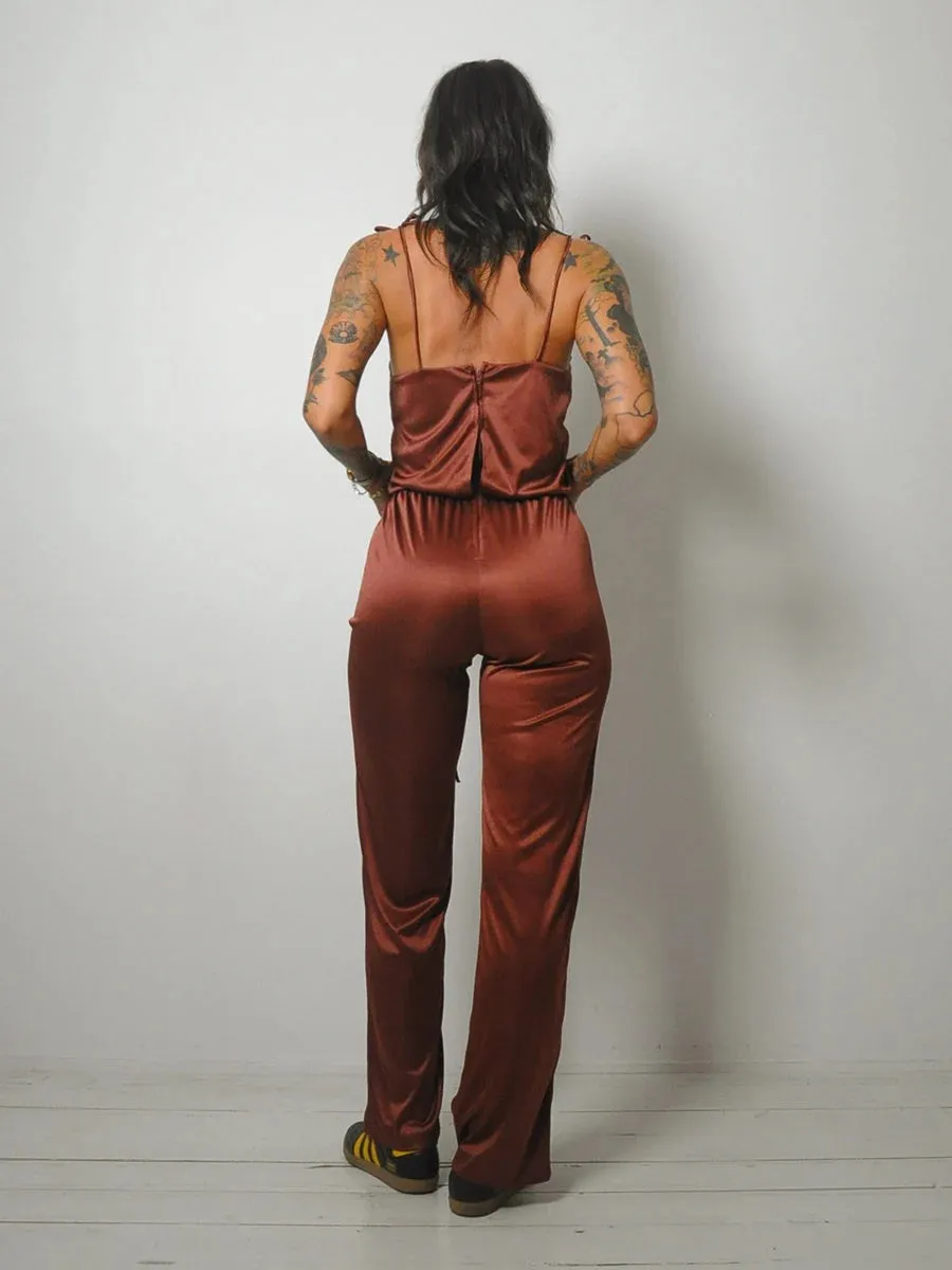 1970's Tie Shoulder Jumpsuit