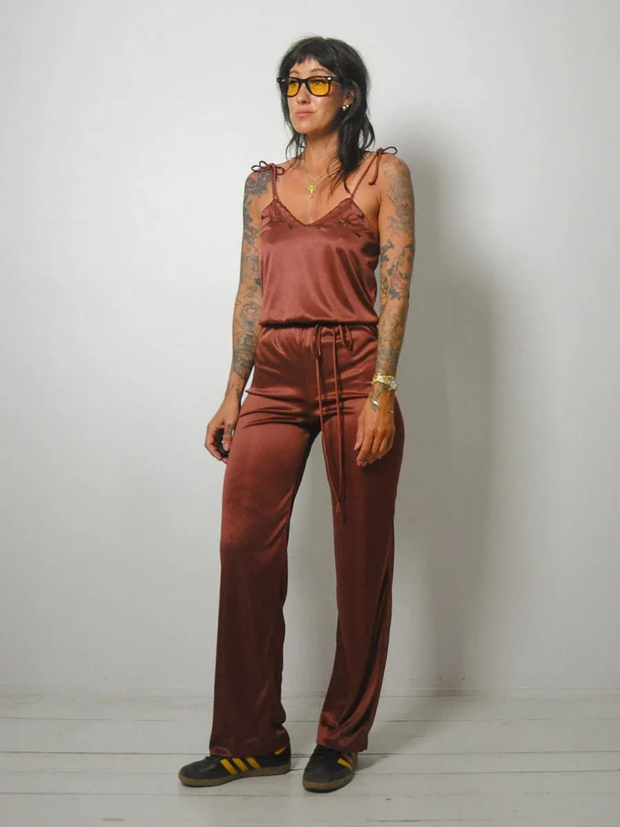 1970's Tie Shoulder Jumpsuit