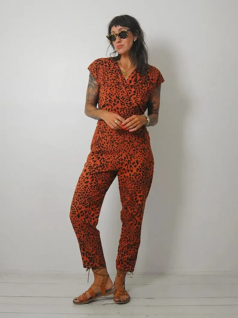 1980's Leopard Print Jumpsuit