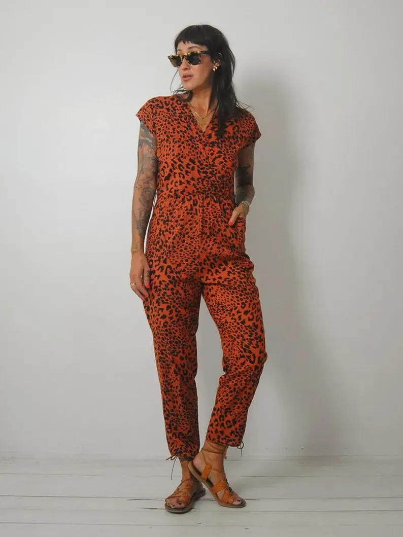 1980's Leopard Print Jumpsuit