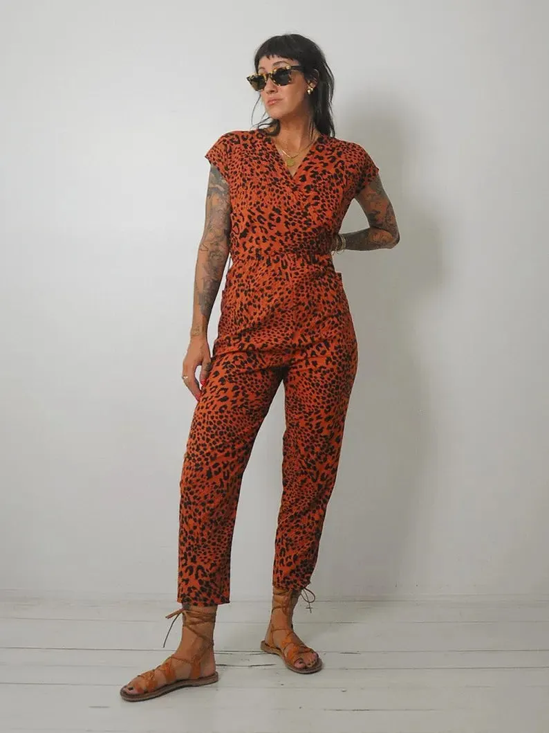 1980's Leopard Print Jumpsuit