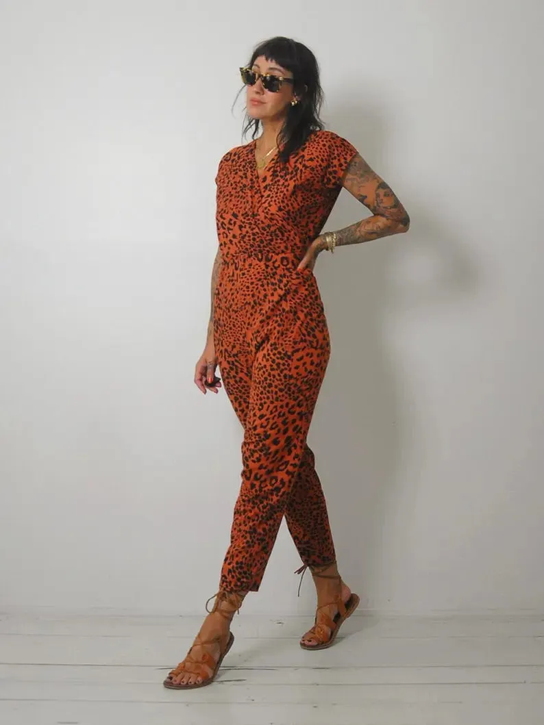 1980's Leopard Print Jumpsuit