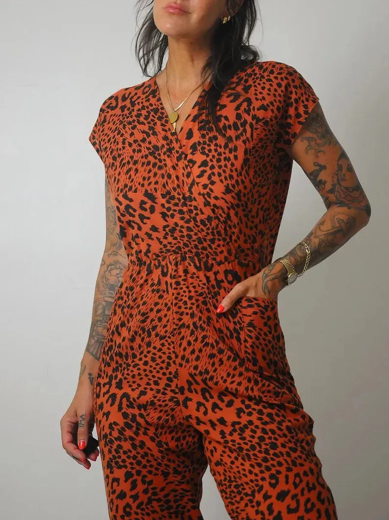 1980's Leopard Print Jumpsuit