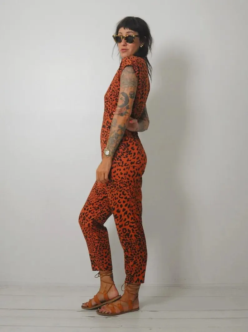 1980's Leopard Print Jumpsuit