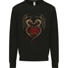 2 Fantasy Dragons in a Heart Shape Gothic Goth Mens Sweatshirt Jumper