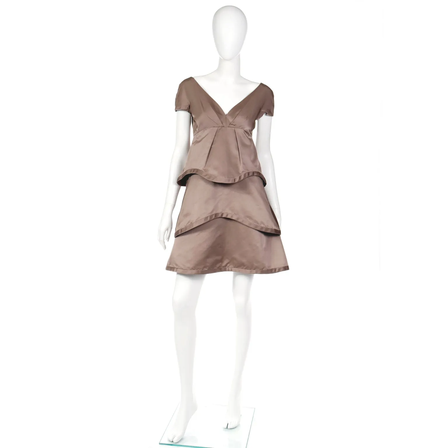 2000s Marc Jacobs Toffee Brown Wavy Tiered Party Dress