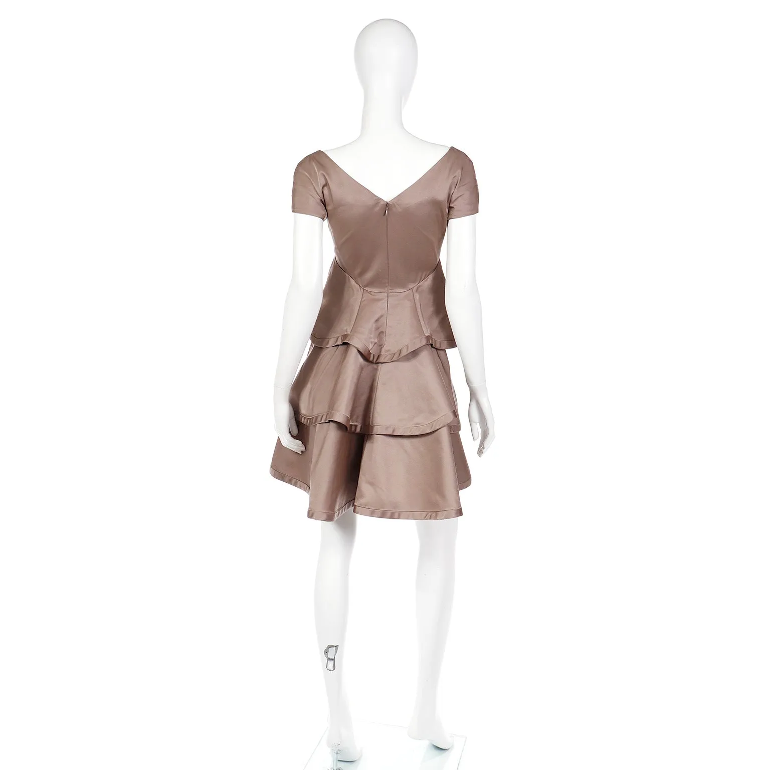 2000s Marc Jacobs Toffee Brown Wavy Tiered Party Dress