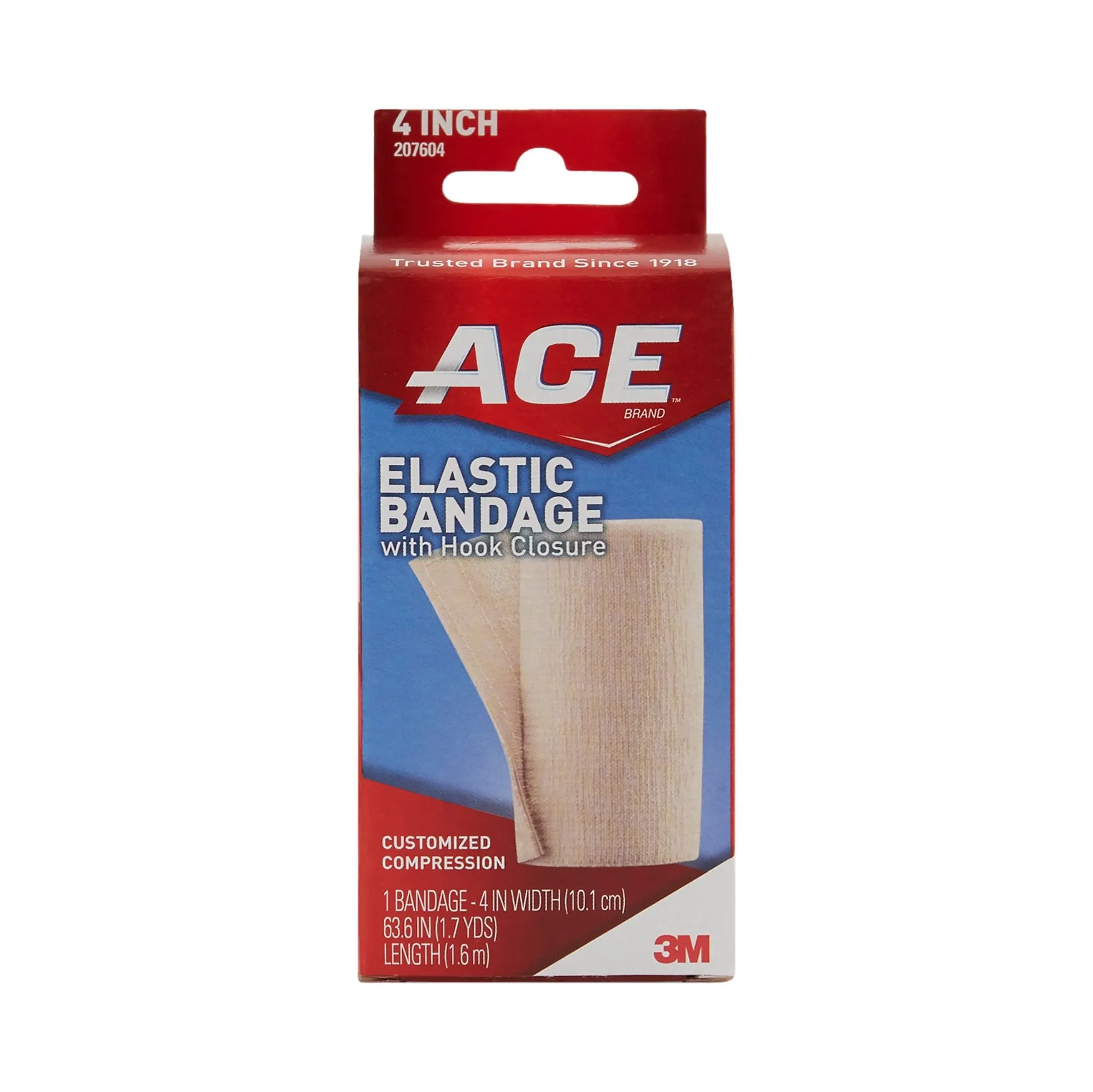 3M™ Ace™ Single Hook and Loop Closure Elastic Bandage, 4 Inch Width, 1 Case of 72