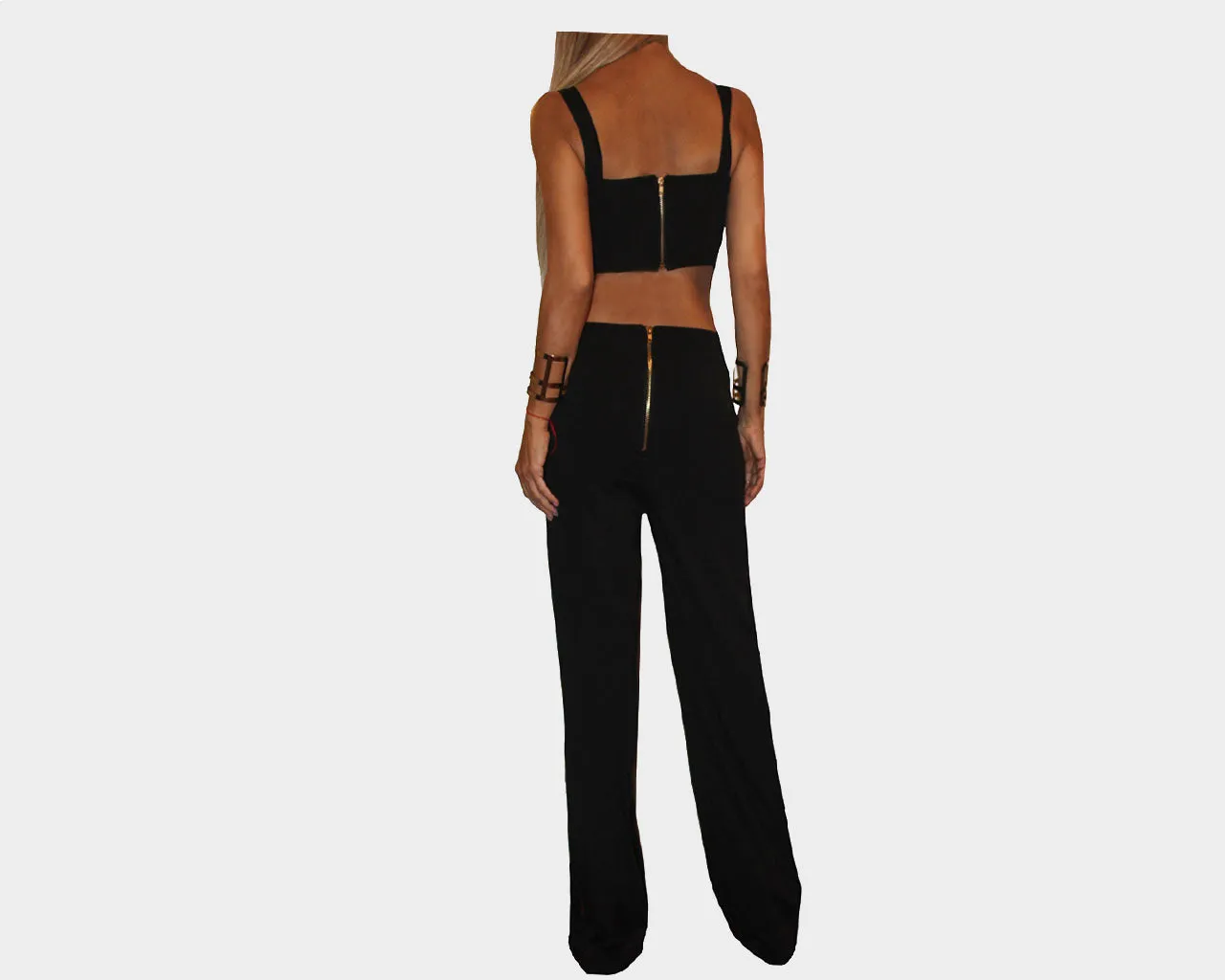 42 Avant Garde Black Cut-out Elongated Jumpsuit - The Milano Si