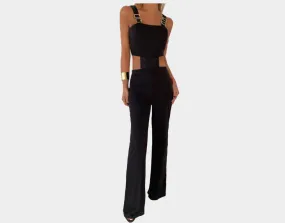 42 Avant Garde Black Cut-out Elongated Jumpsuit - The Milano Si