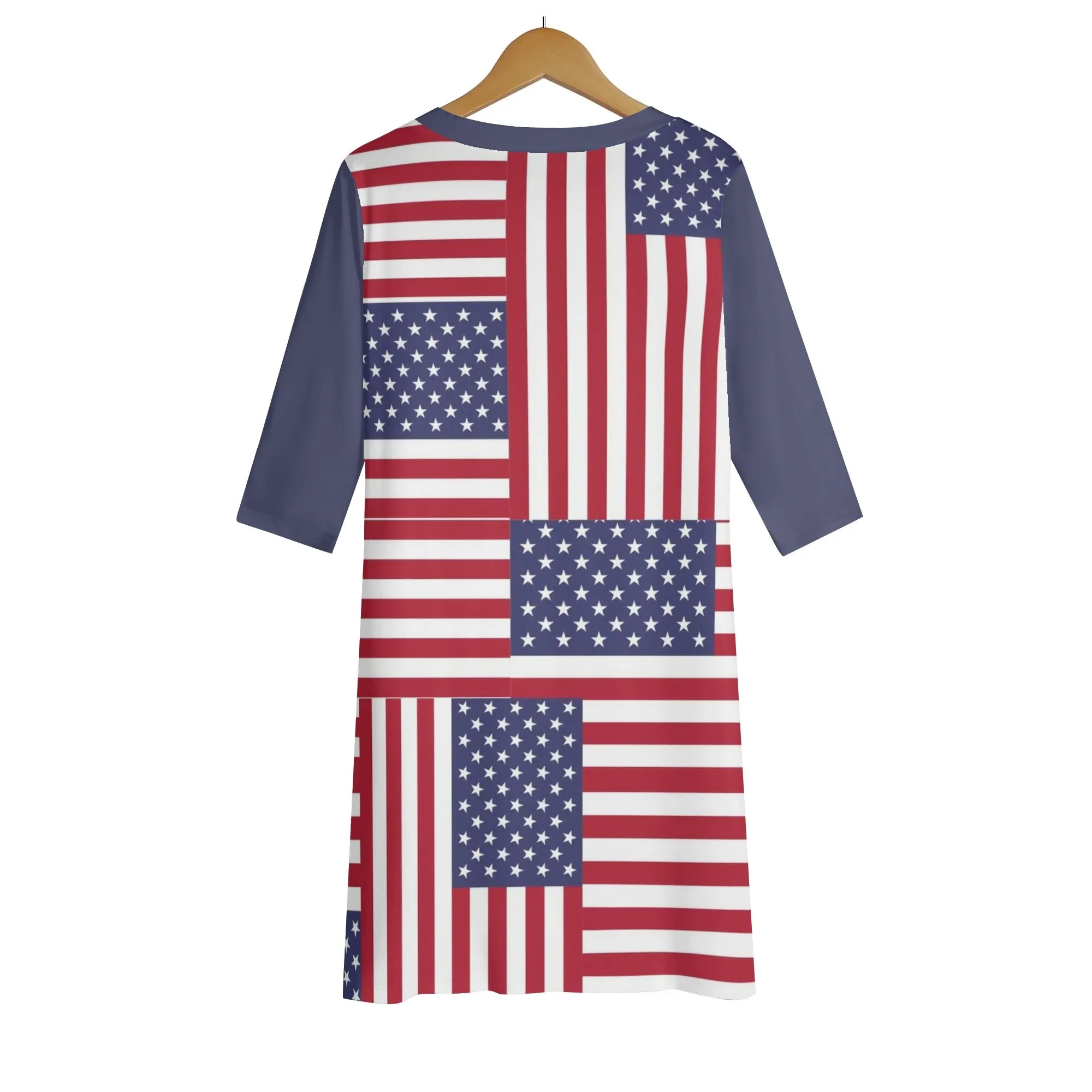 4th of July Womens Oversize Half-Sleeve T-shirt & Midi Skirt Two-Piece Outfit Set