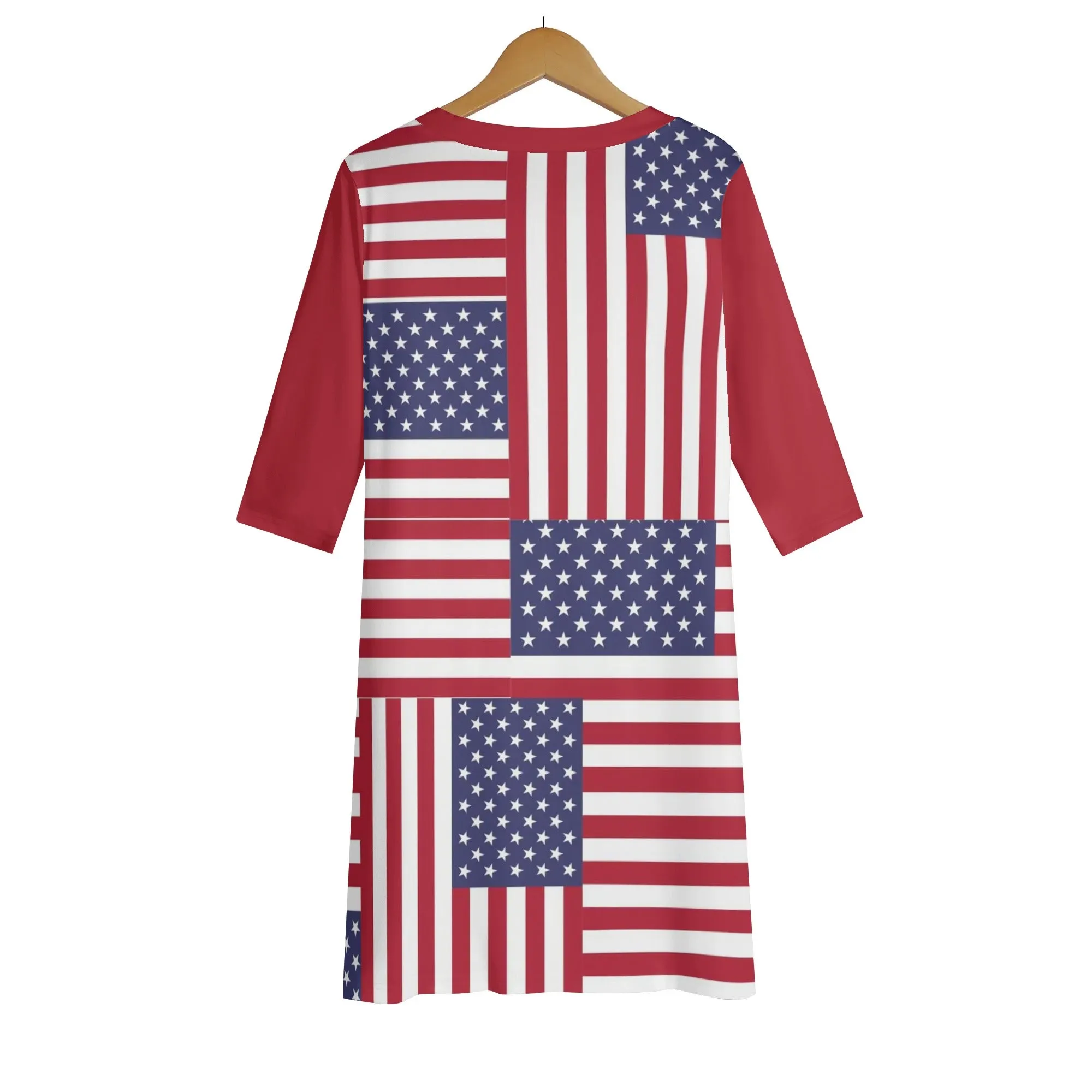 4th of July Womens Oversize Half-Sleeve T-shirt & Midi Skirt Two-Piece Outfit Set