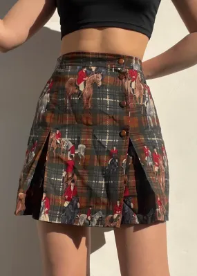 90’s Horse & Plaid Print Skirt (29”)