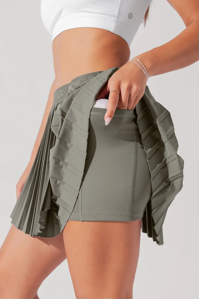 Ace ‘em Pleated Skort - Rustic Olive