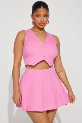 Acting Sweet Skirt Set - Pink