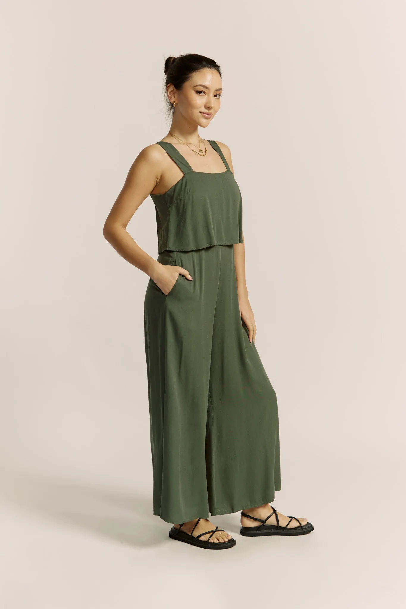 Adele Khaki Green Jumpsuit