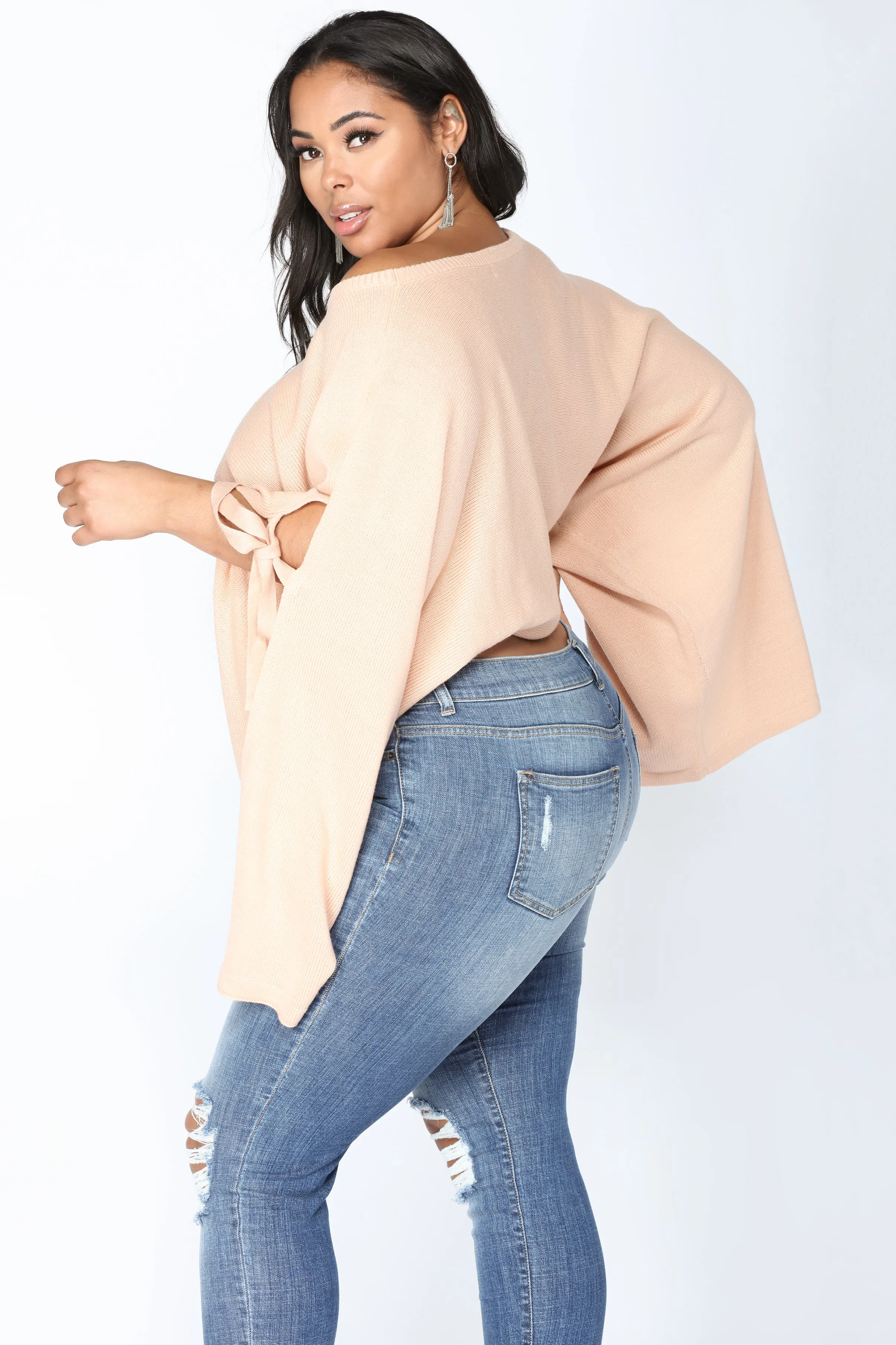 Arosa Tie Sleeve Sweater - Blush