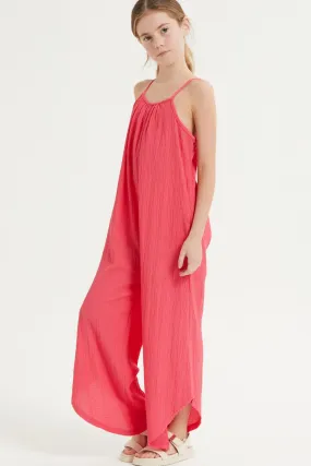 Asymmetrical Hem Crinkle Texture | Hot Pink