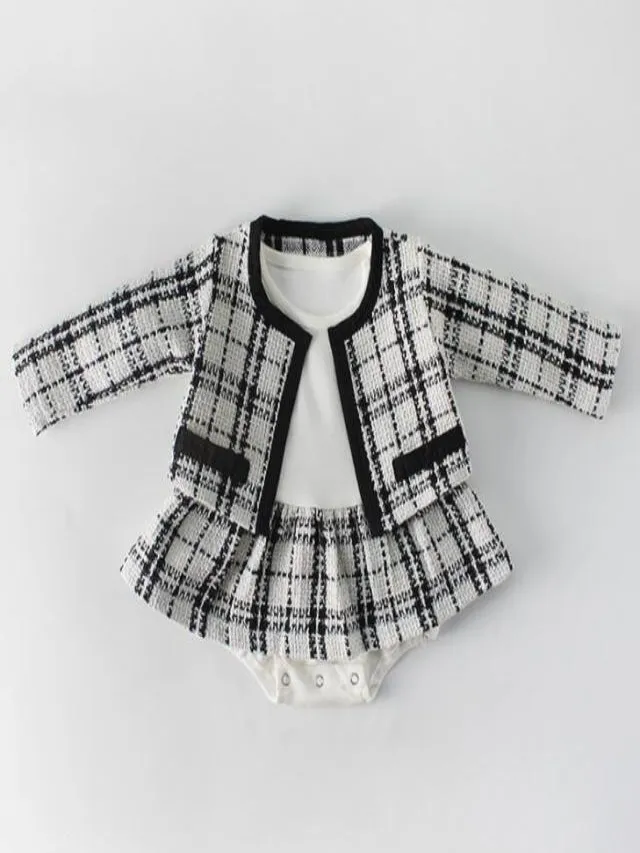 Baby Preppy & Posh Casual Skirt Plaid Onesie and Jacket Set