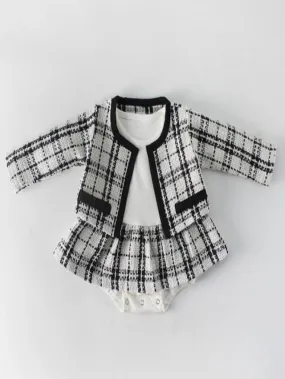 Baby Preppy & Posh Casual Skirt Plaid Onesie and Jacket Set