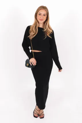 Back To Business Cropped Sweater - Black