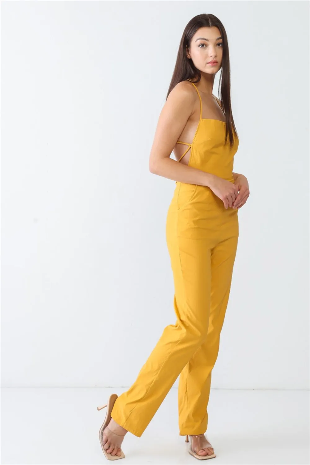 Backless Tied Spaghetti Strap Sleeveless Jumpsuit