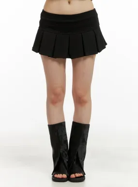 Banded Pleated Cotton Mini Skirt CU425