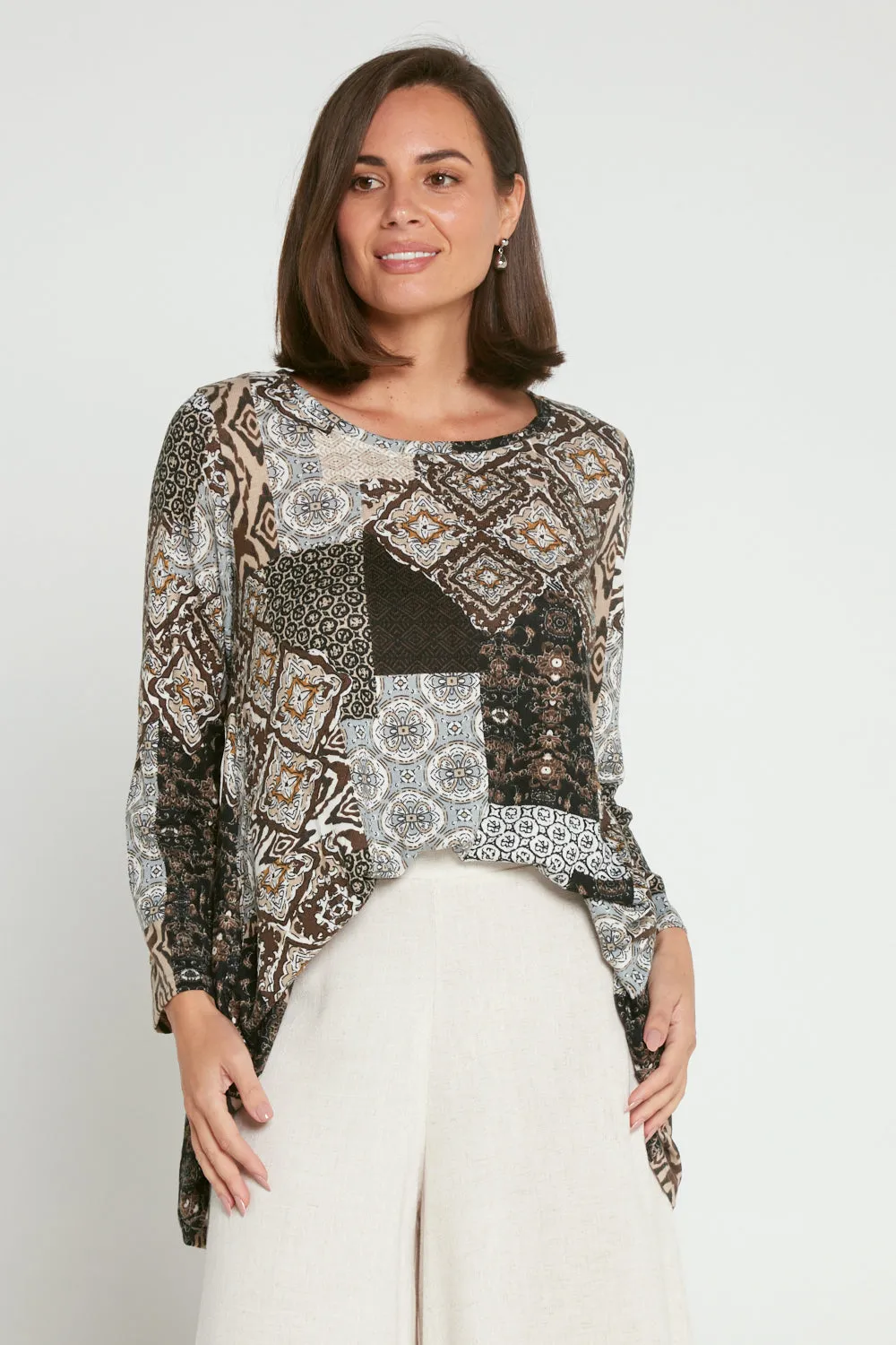 Barb Knit Top - Choc Ceramic