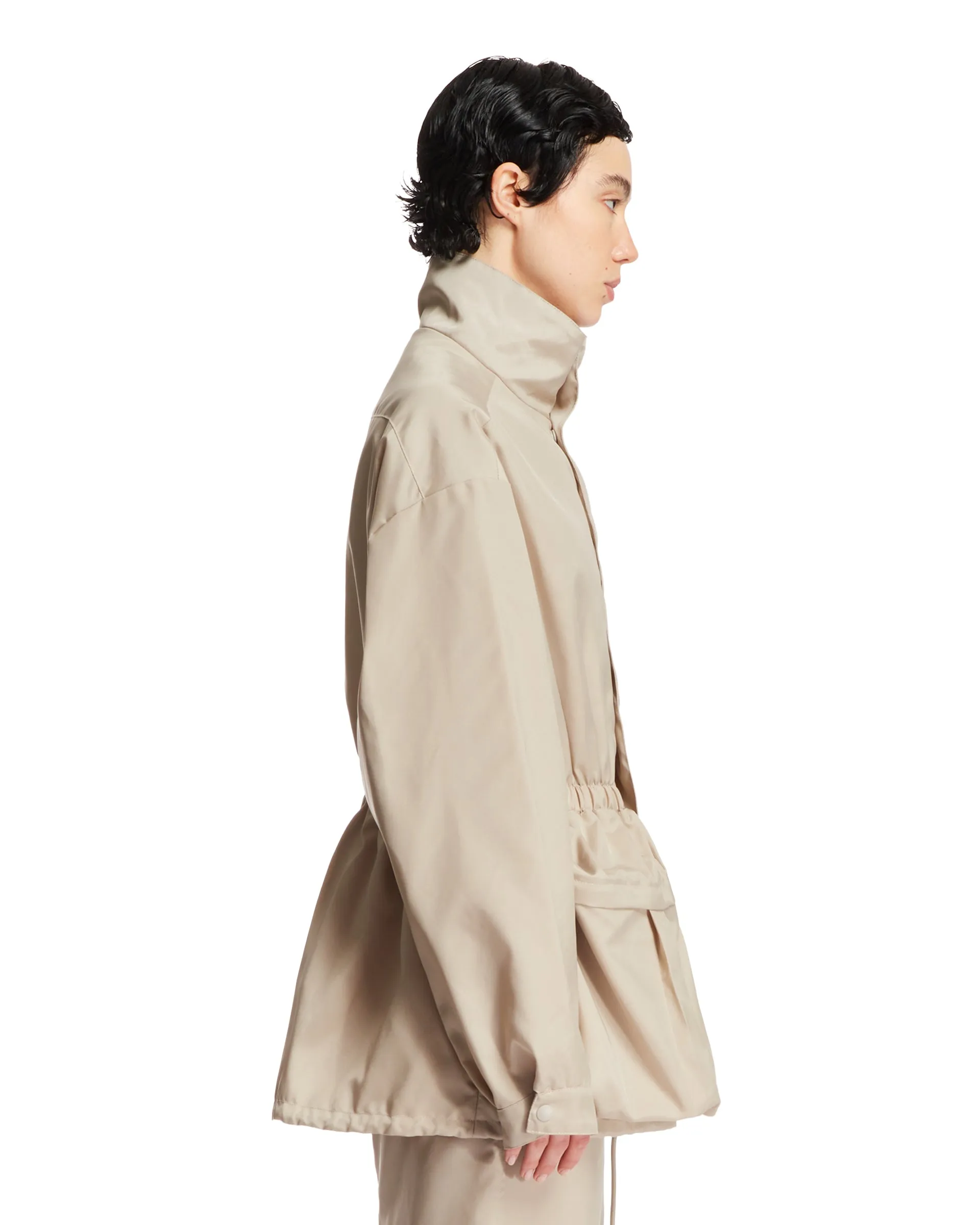 Beige Drawstring Parka