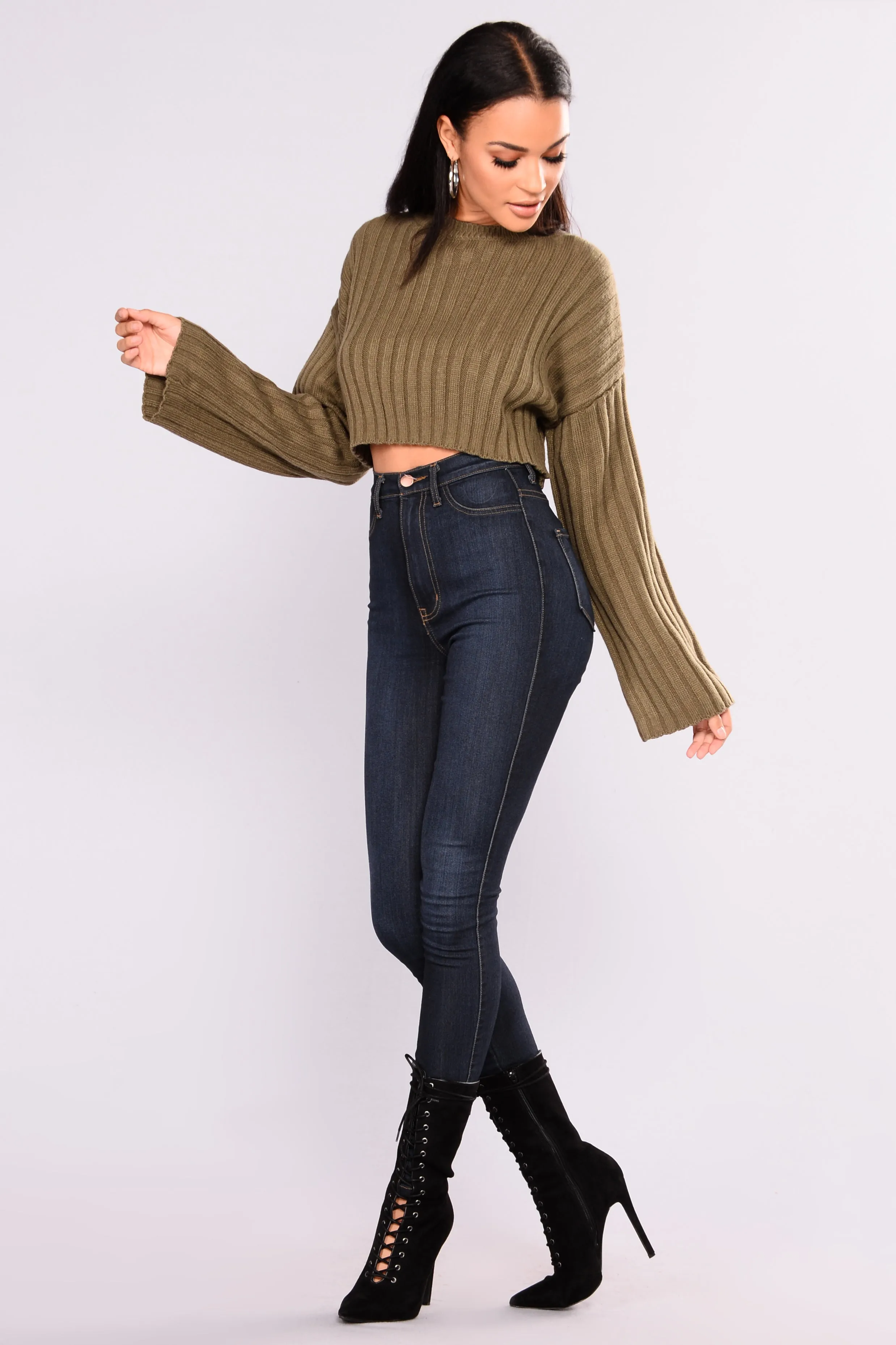 Bessie Ribbed Sweater - Olive