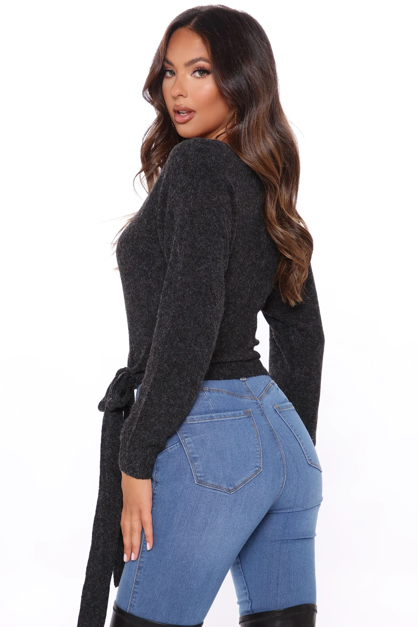 Best In Show Surplice Sweater - Charcoal