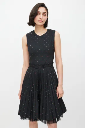 Black & Multicolour Pleated Star Dress