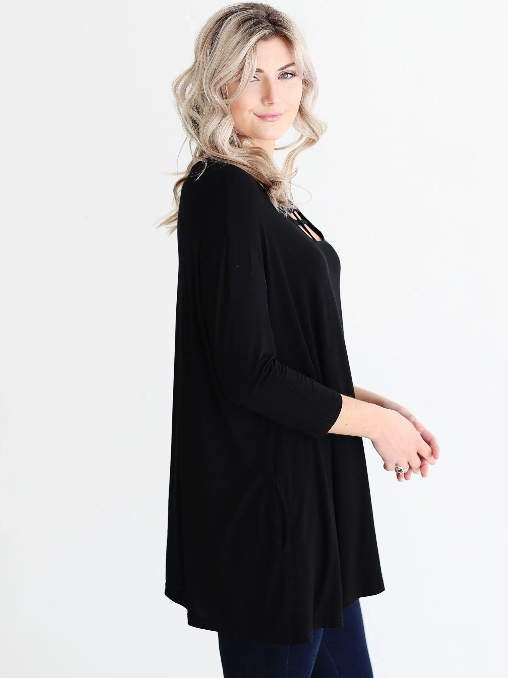 Black DLMN Cage Swing Tunic