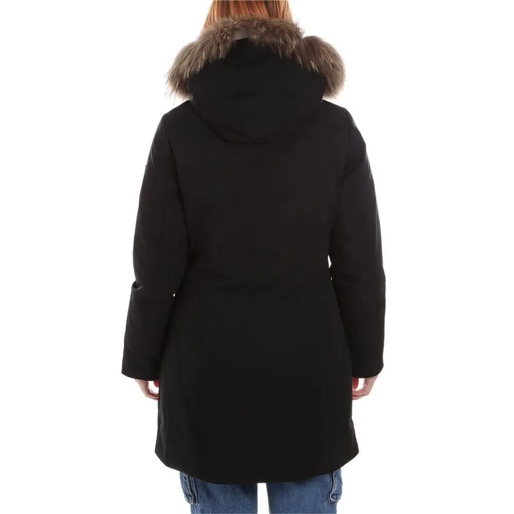 Black Nylon Women Parka