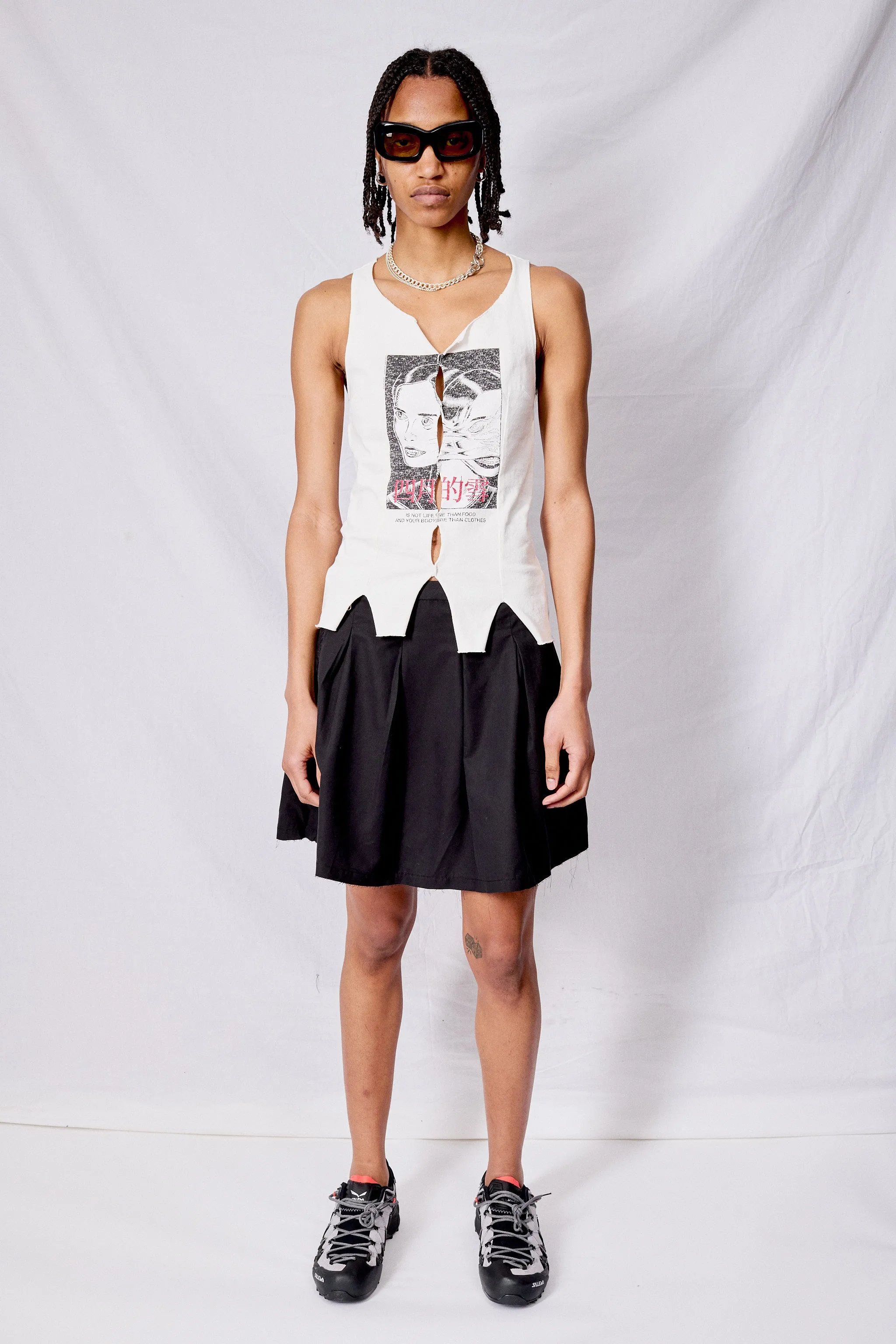 Black Peached Cupro Poplin Object Skirt