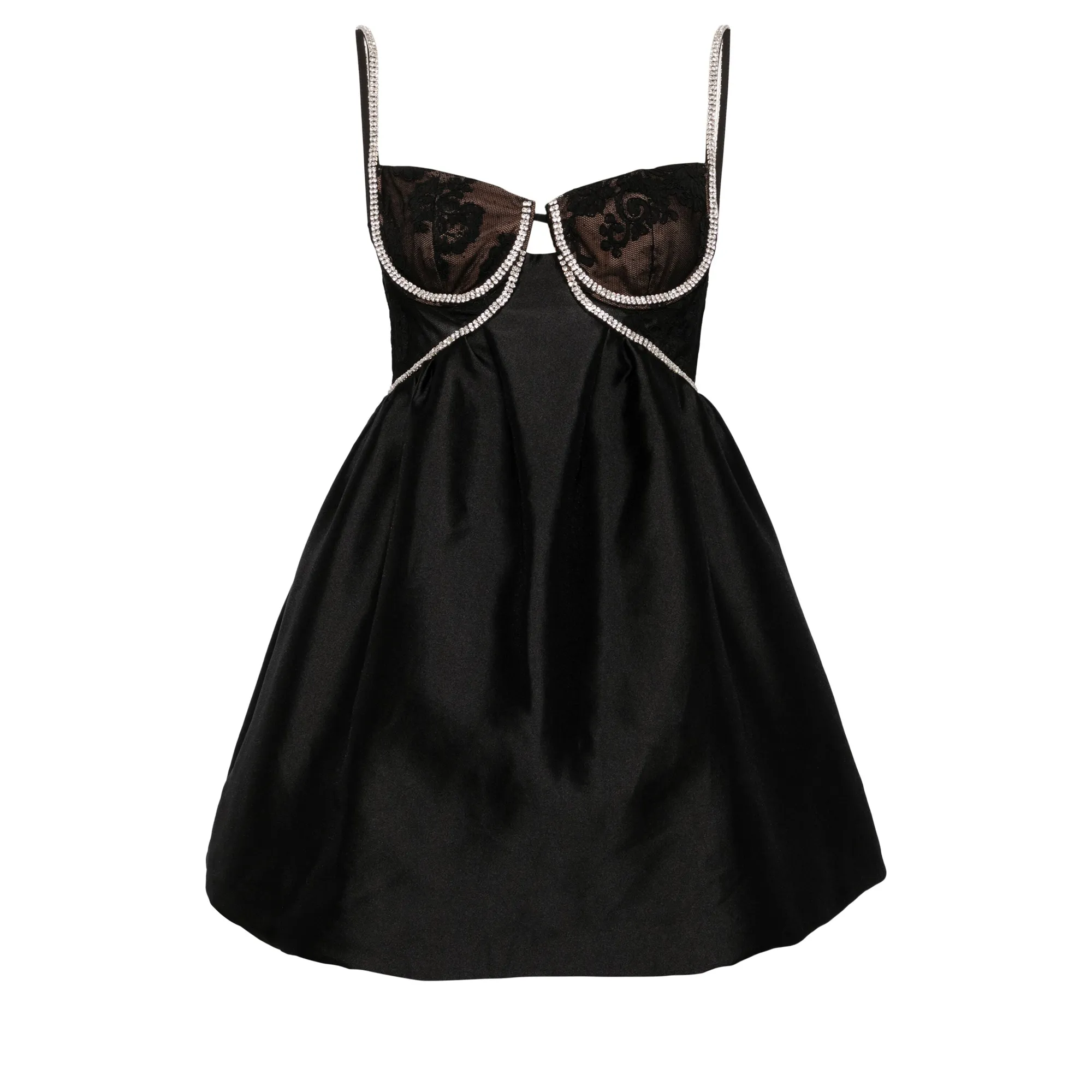 Black Taffetta Diamante Mini Dress