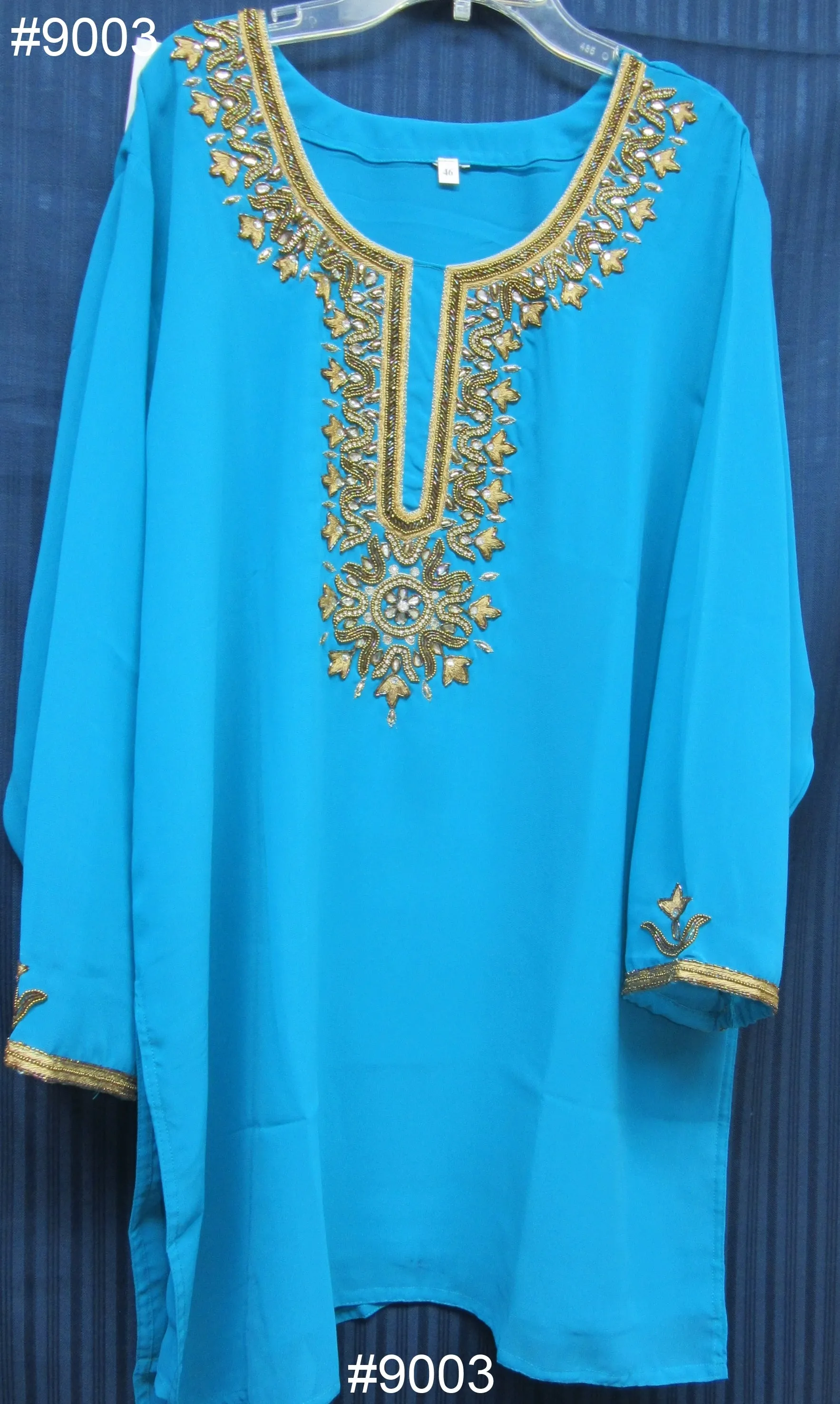 Blouse 9007 Solid Color Georgette Gold Detail Cocktail Wear X Large Size Kurti