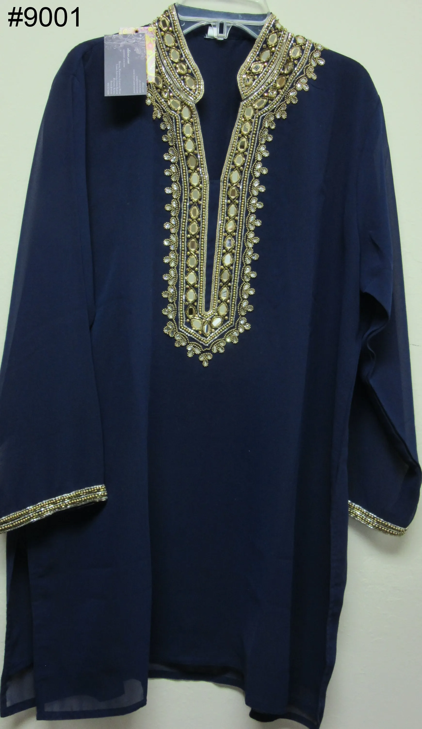 Blouse 9007 Solid Color Georgette Gold Detail Cocktail Wear X Large Size Kurti