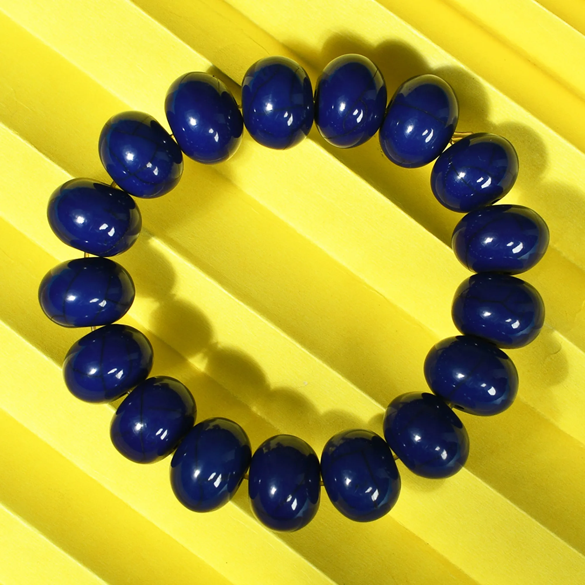 Blue Beaded Stretchable Bracelet by Bamboo Tree Jewels