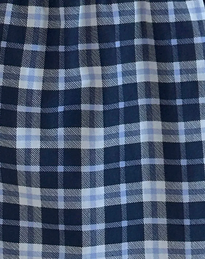 Byan Tie Front Dress in Tartan Dark Blue