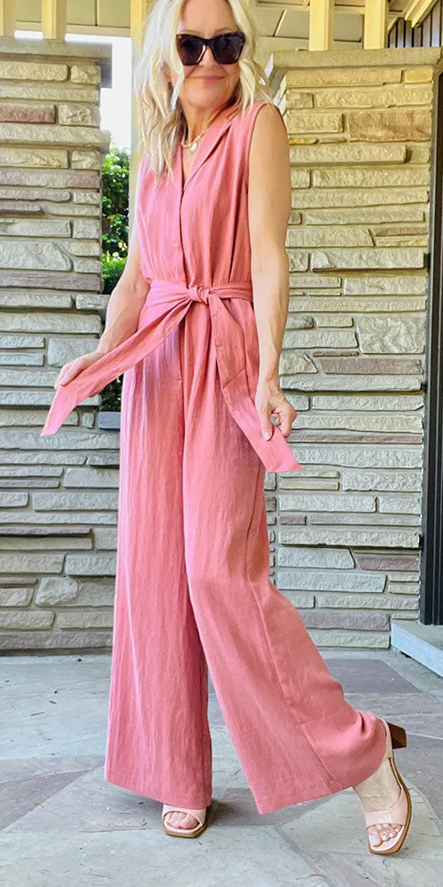 B.Young Belted Jumpsuit, rose