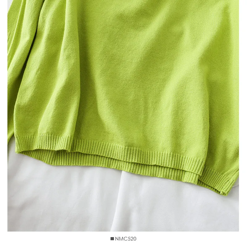 Candy color crew neck Pullover Sweater solid color versatile  1761