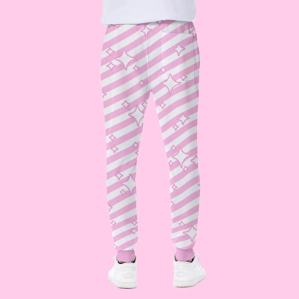 Candy Love Hearts Pink Sparkle Stripes Men's Sweatpants